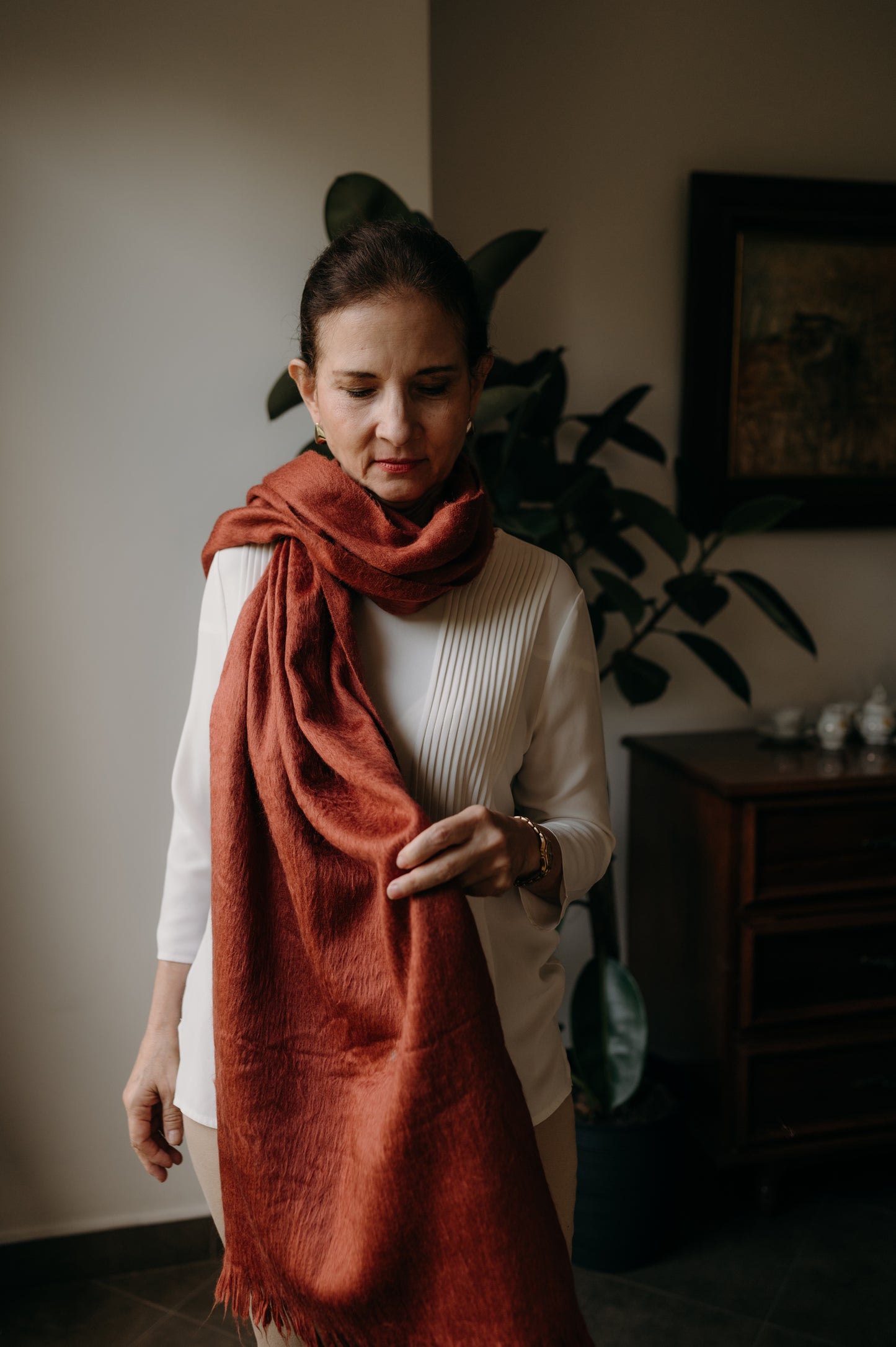 Alpaca Shawl Terracotta Alpaca Shawl Thin Wool  Scarf, Burnt Orange Winter, Rust Bride Cover Up Evening Wedding Shawl,  Shawl for dress.