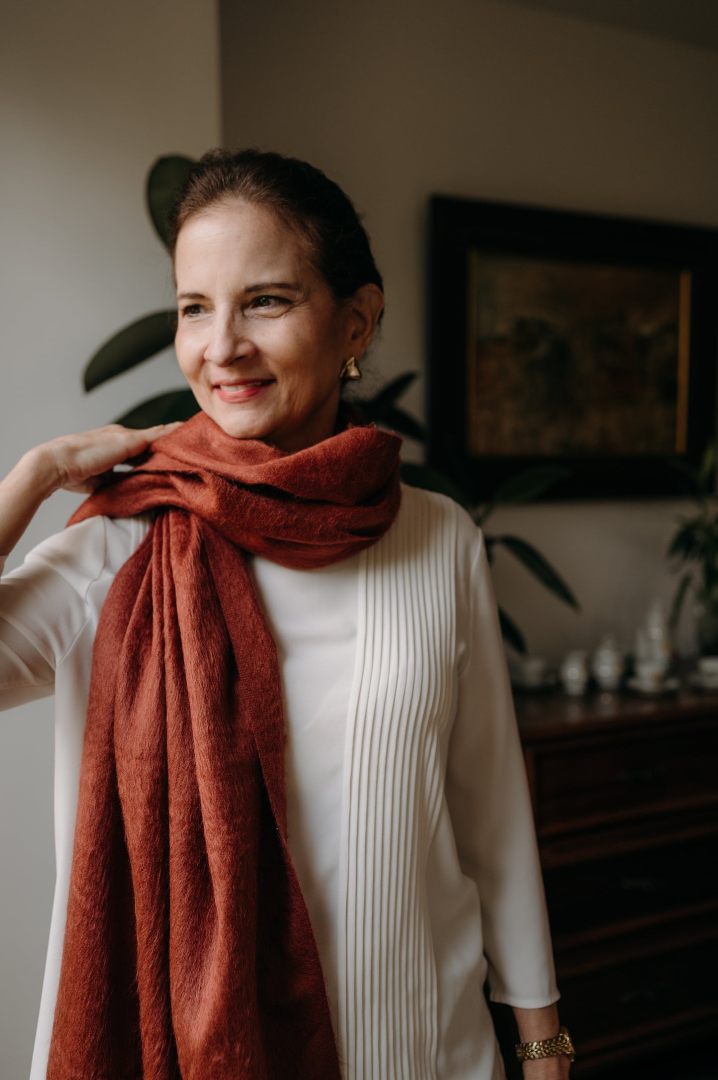 Alpaca Shawl Terracotta Alpaca Shawl Thin Wool  Scarf, Burnt Orange Winter, Rust Bride Cover Up Evening Wedding Shawl,  Shawl for dress.